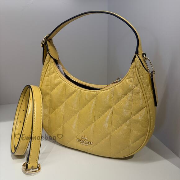 Coach Handbags - Coach Emily Shoulder Bag With Quilting CDX21 crinkle leather/Gold/Soft Yellow